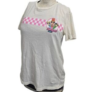 Powerpuff Girls T-Shirt Women's S Cartoon Network‎ Checkerboard Graphic Tee Y2K